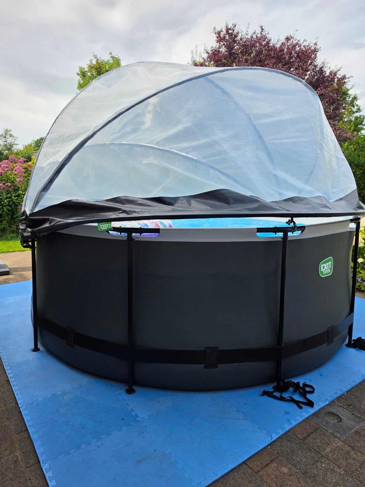 EXIT Toys Zwembad Ø360x122cm Black Leather, Tuin en Terras, Zwembaden, Gebruikt, Rond, 300 cm of meer, Opzetzwembad