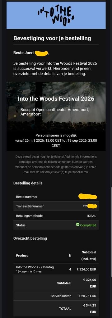 Into the woods zaterdag tickets