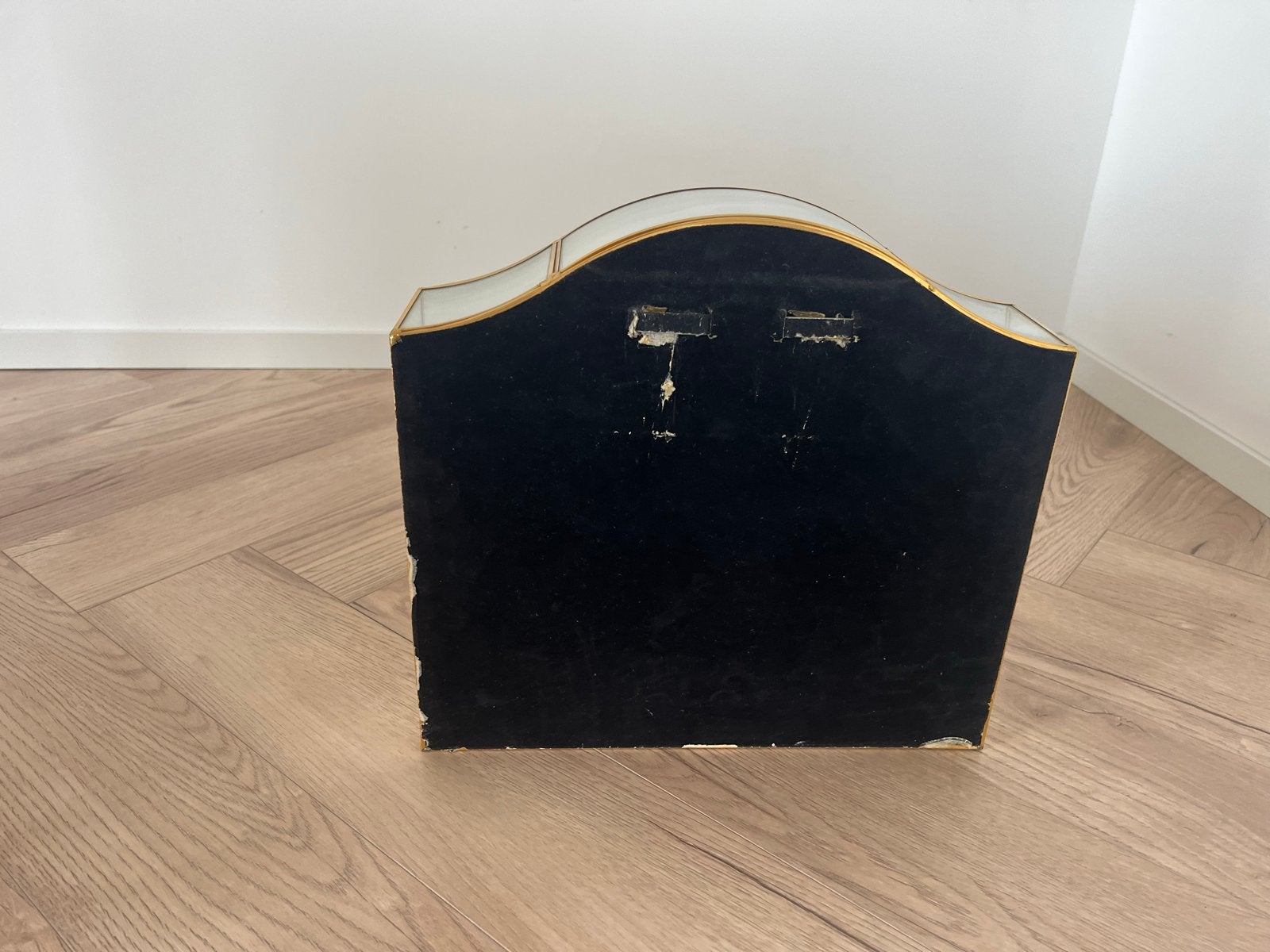 Glazen Vitrinekastje met Gouden Frame,, Huis en Inrichting, Kasten | Vitrinekasten, Ophalen, Met plank(en), Minder dan 50 cm, Gebruikt