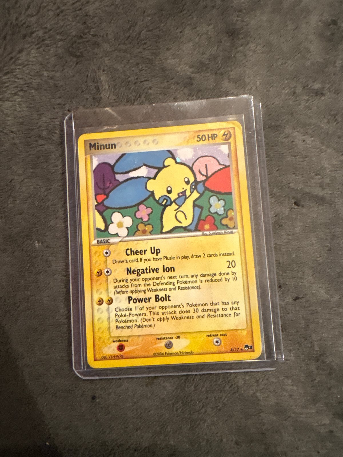Minun Pokémon Kaart 4/17 pop series 3, Ophalen of Verzenden, Zo goed als nieuw, Losse kaart