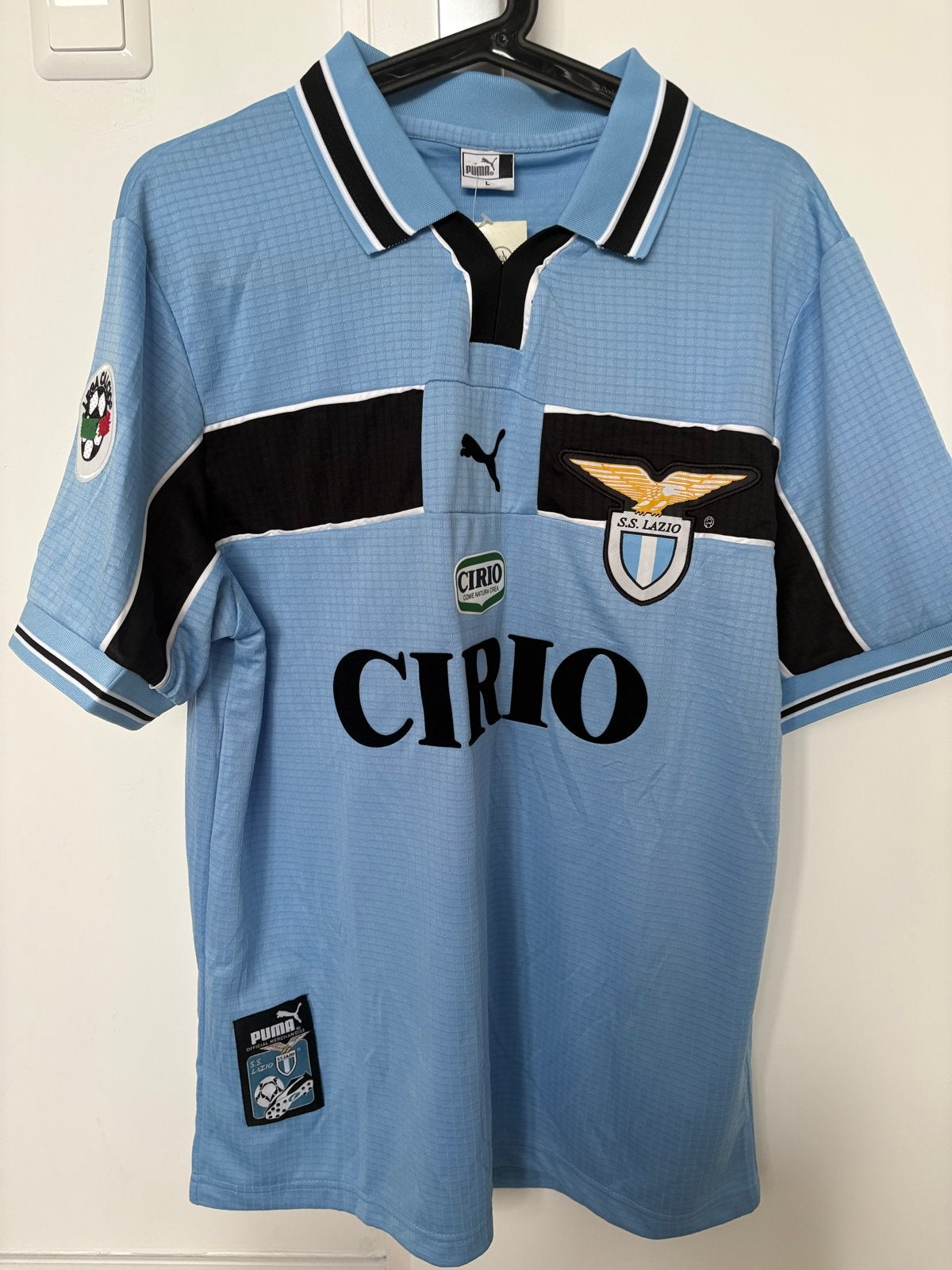 Vintage Lazio Thuisshirt 1998/1999 Salas #9 Maat Large puma, Maat 52/54 (L), Blauw, Overige typen, Nieuw