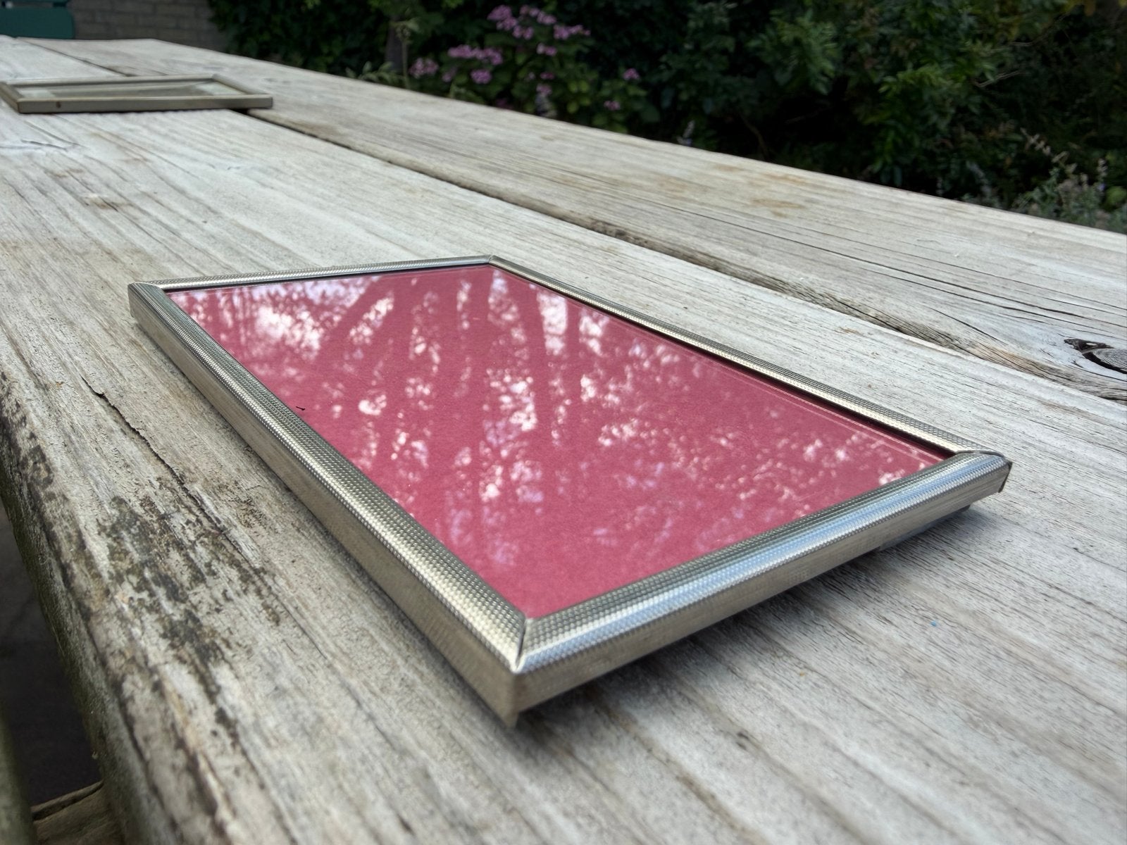 Vintage Zilveren Fotolijstje 9x13 cm, Gebruikt, Zilver, Met glas, Standaard fotolijst