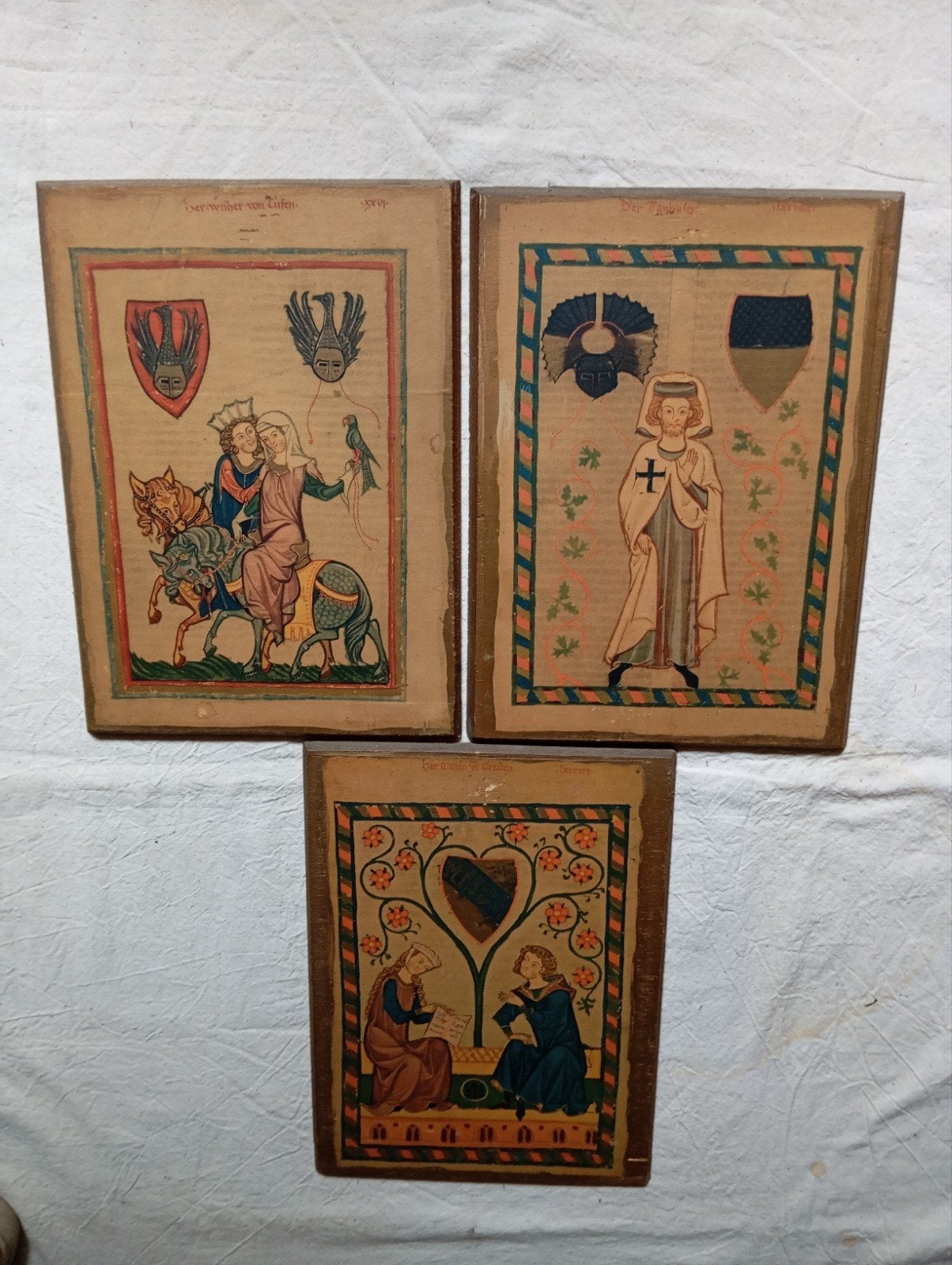 3 oude platen van beroemdheden uit de oudheid op spaanplaat, Ophalen of Verzenden