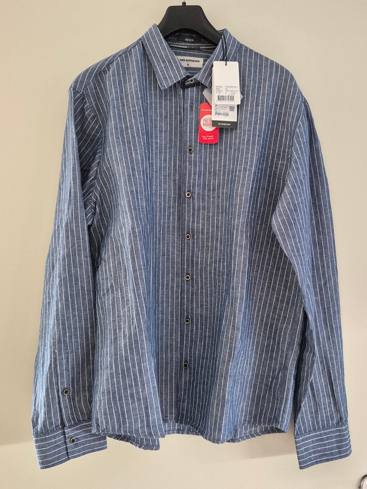 NO EXCESS linnen overhemd XL - Nieuw, Kleding | Heren, Blauw, Nieuw, Ophalen of Verzenden, NO EXCESS