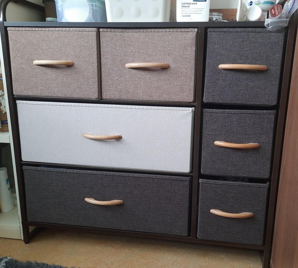 7-Drawer Fabric Storage Chest with wooden top, Huis en Inrichting, Kasten | Ladekasten, Zo goed als nieuw, Minder dan 100 cm, Modern
