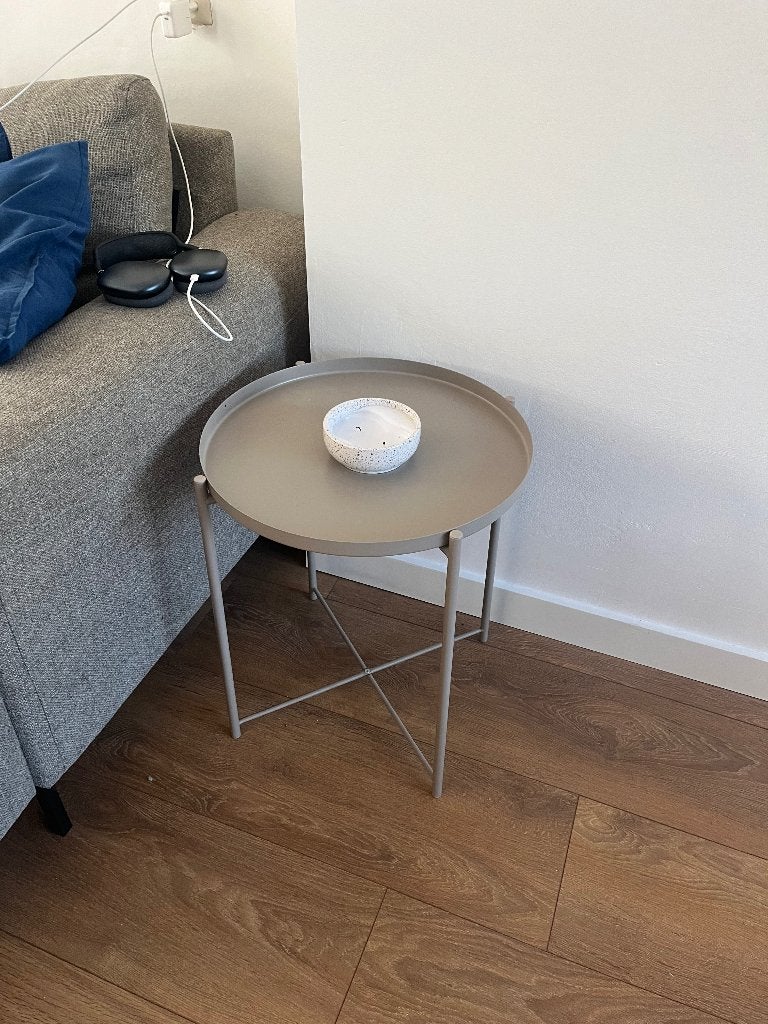 Ronde metalen dientafel/bijzettafel, Huis en Inrichting, Ophalen, 50 tot 100 cm, Rond, Zo goed als nieuw