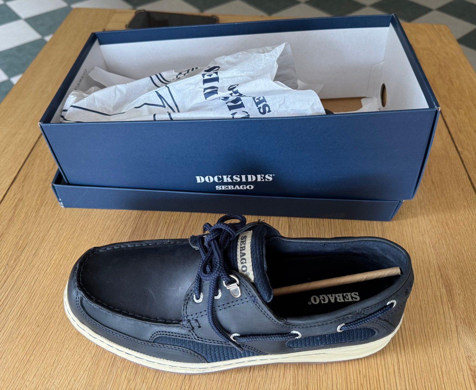 Sebago bootschoenen, Docksides Navy Blue, Blauw, SEBAGO, Overige typen, Nieuw