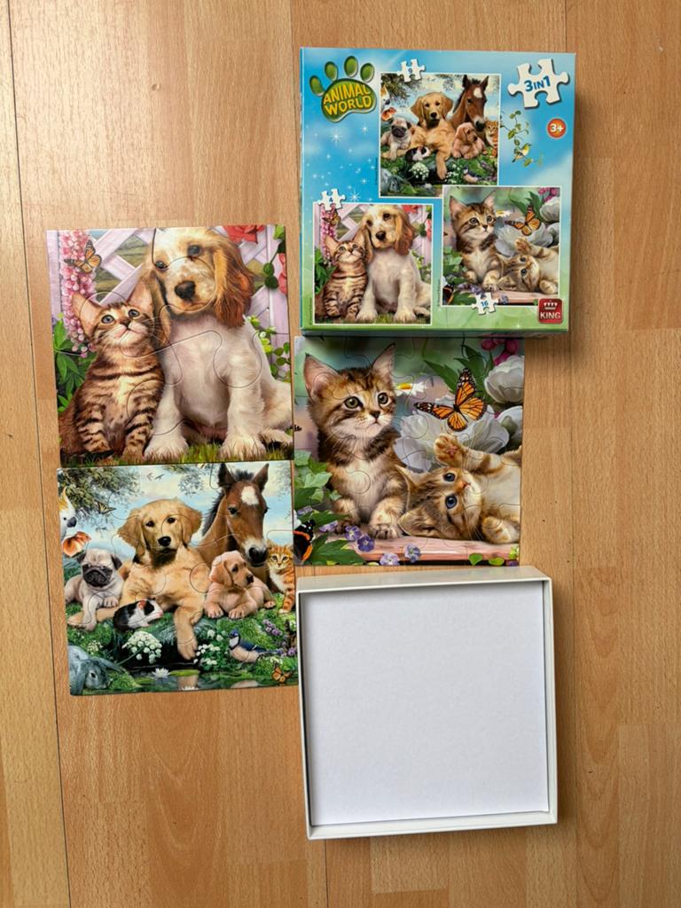 3 in 1 dieren kinderpuzzel, Ophalen of Verzenden, 10 tot 50 stukjes, Zo goed als nieuw, 2 tot 4 jaar