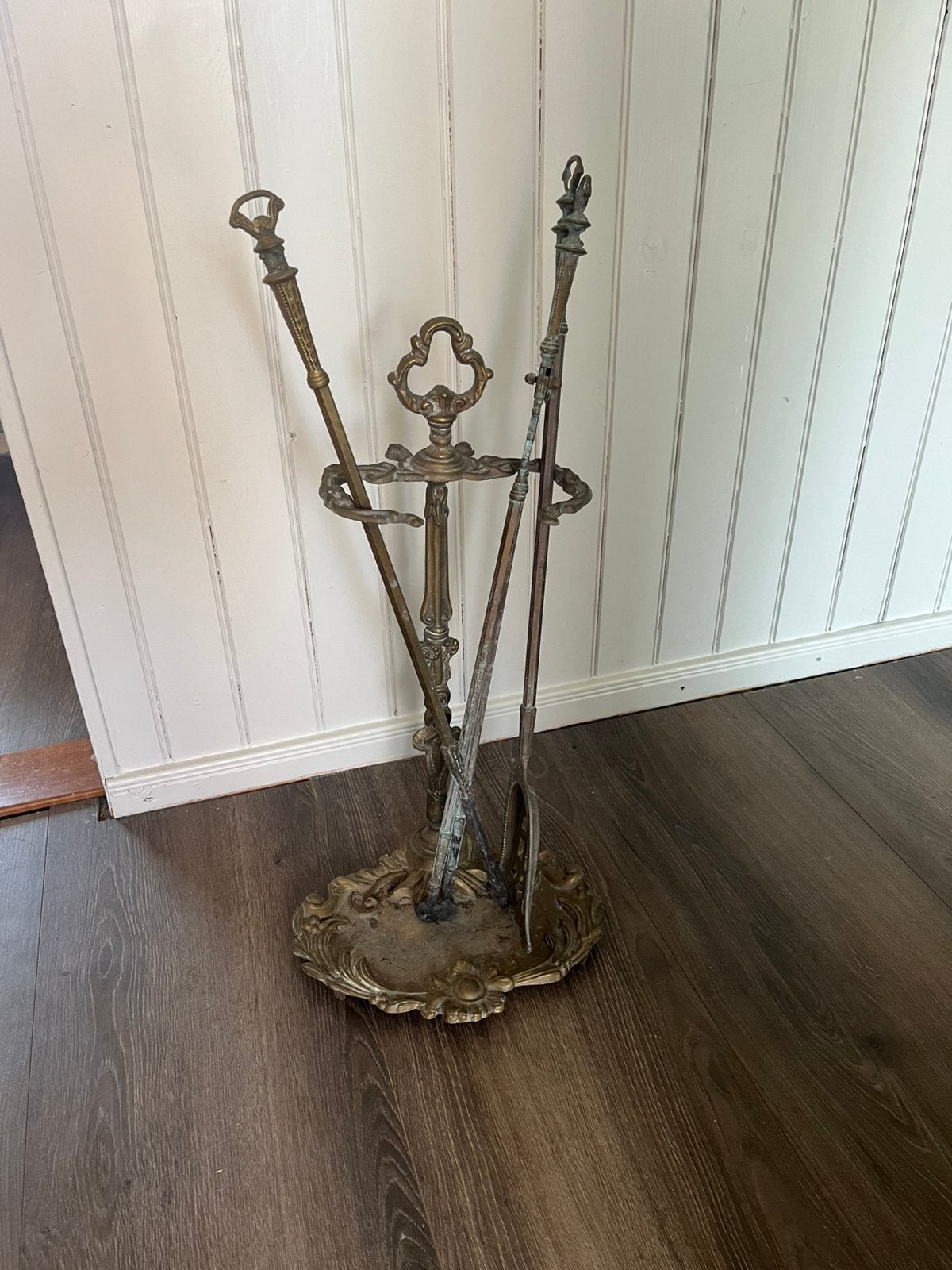 Vintage koperen openhaard set, Ophalen, Gebruikt, Overige materialen