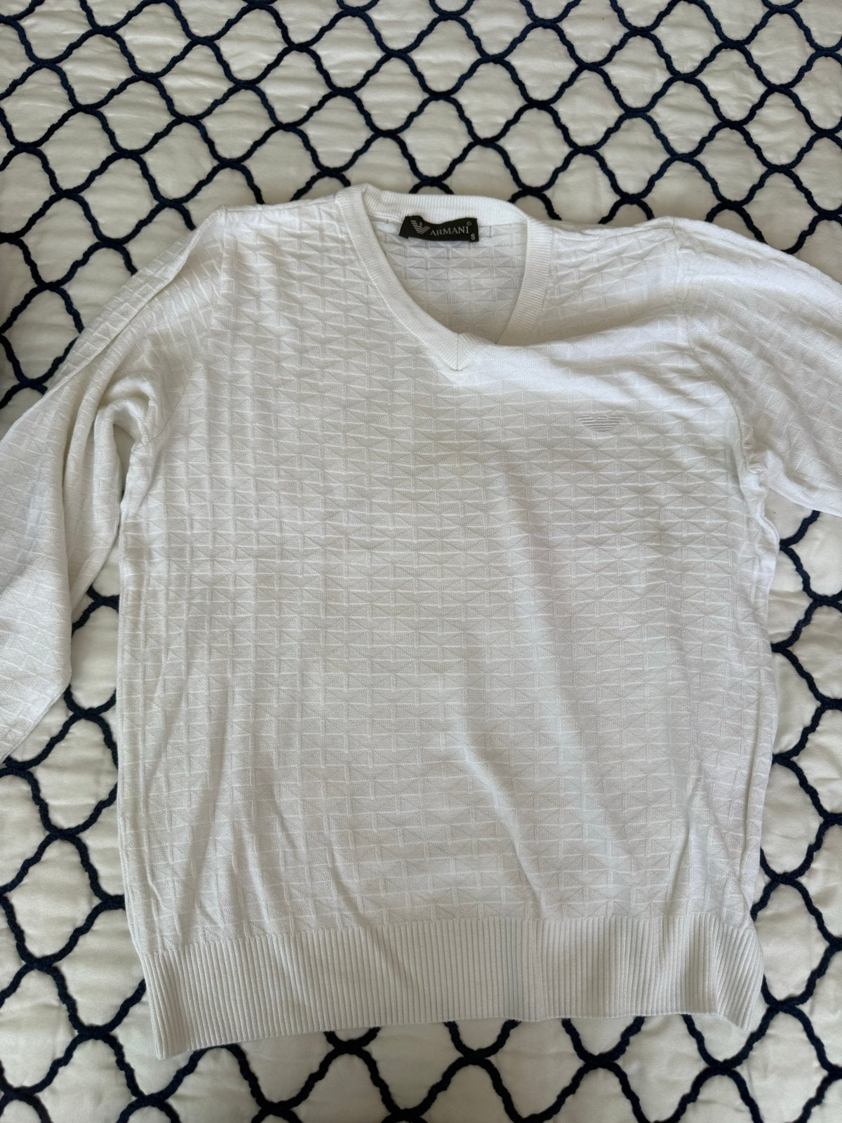 Armani Heren Trui Wit V-hals Maat S, Ophalen, Zo goed als nieuw, Maat 46 (S) of kleiner, Wit
