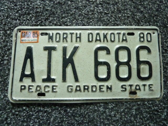 Kentekenplaat licenseplate North Dakota Peace Garden State, Verzenden, Gebruikt, Auto's