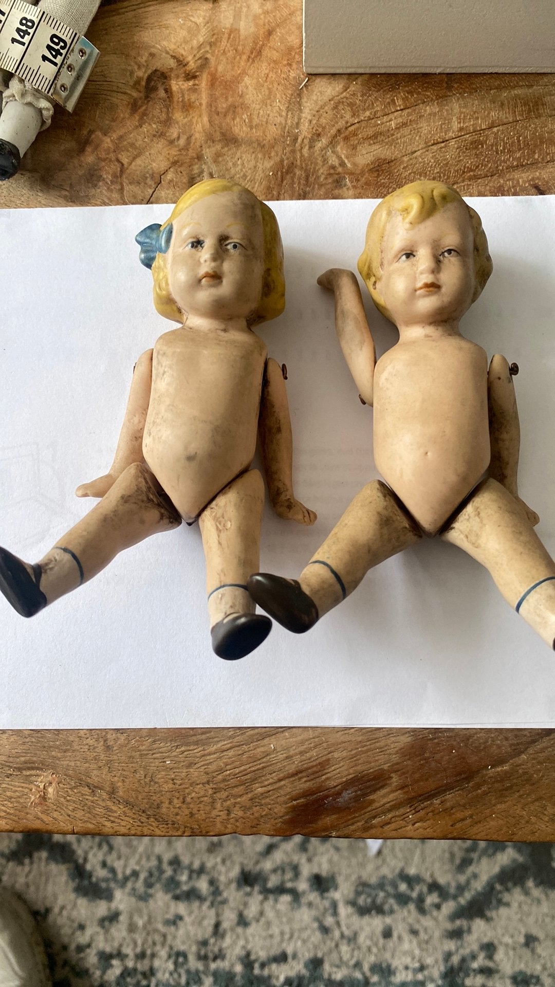 2 bisque poppetjes 13 cm, Antiek en Kunst, Ophalen of Verzenden