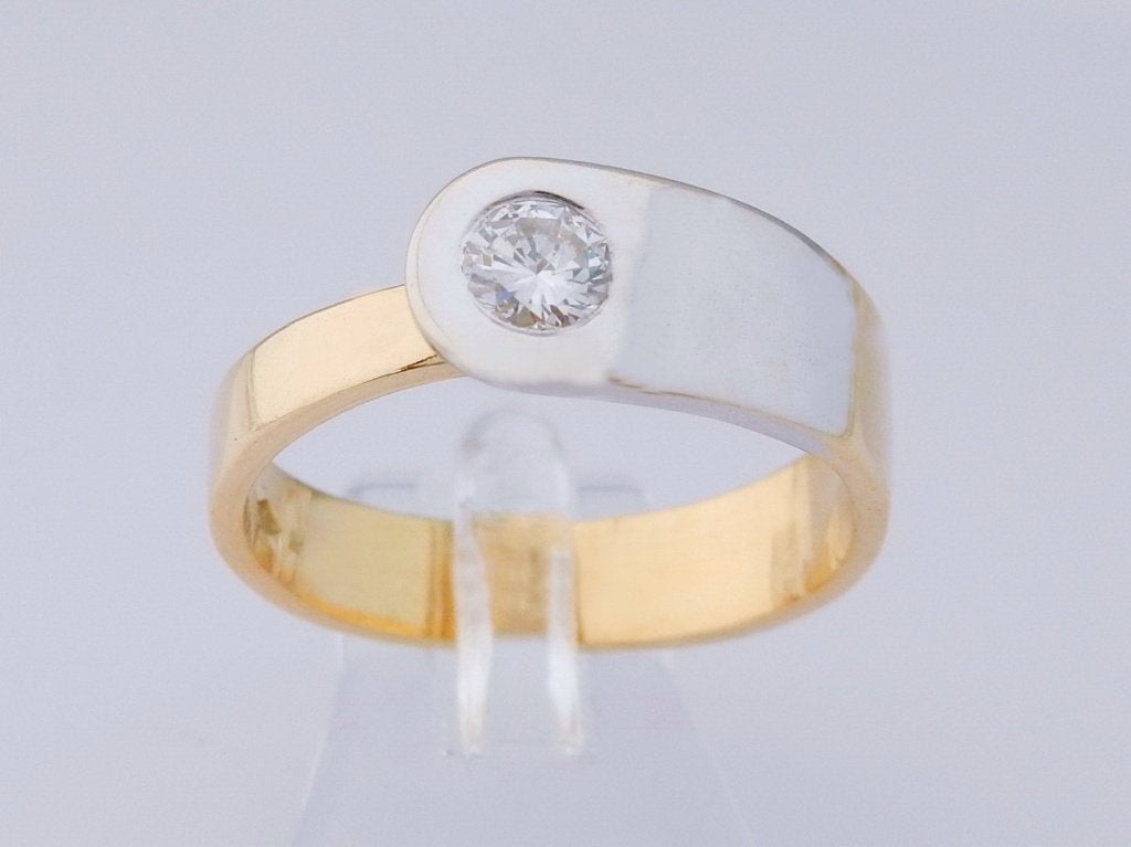 Zware 18 karaat Gouden Herenring Ring 0.50ct Briljant, Jw, 20 of groter, Verzenden, Heer