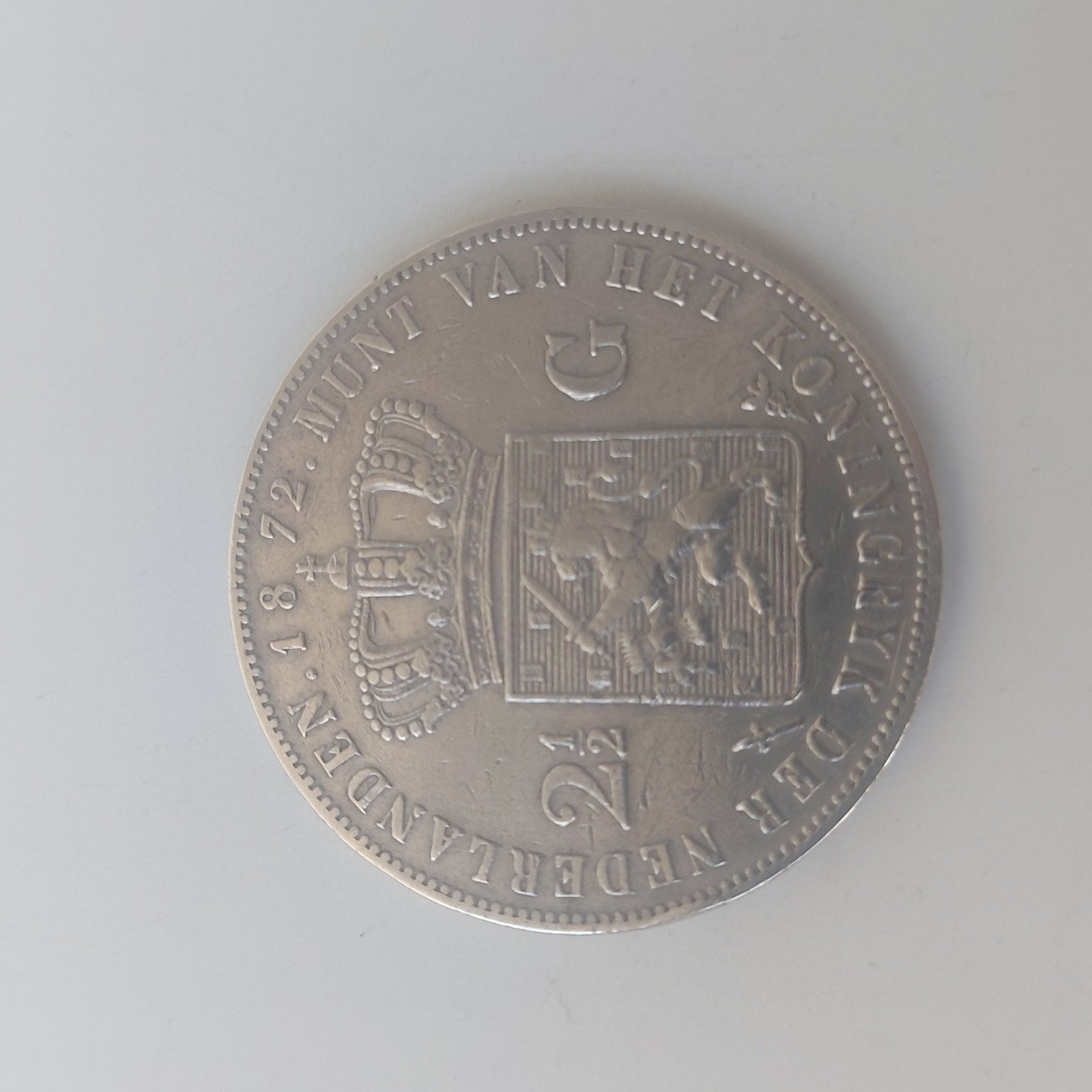 prachtige rijksdaalder 1872 Willem 3 zilveren munt, Ophalen of Verzenden, Koning Willem III, 2½ gulden