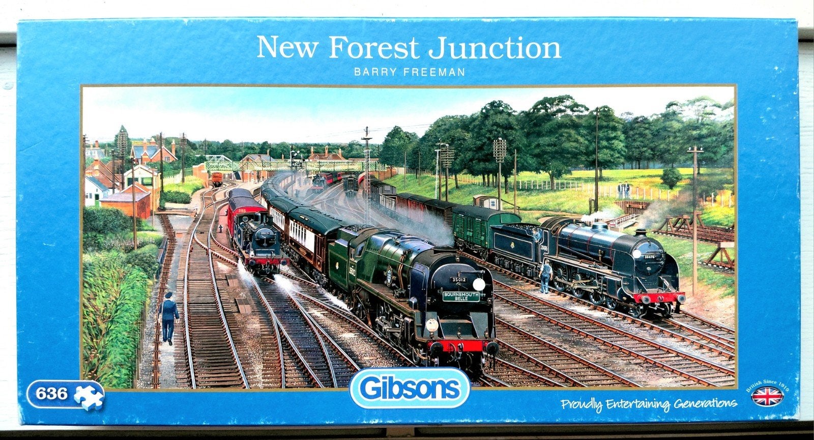 Gibsons puzzel trein 636 compleet, Ophalen of Verzenden, 500 t/m 1500 stukjes, Gebruikt, Legpuzzel
