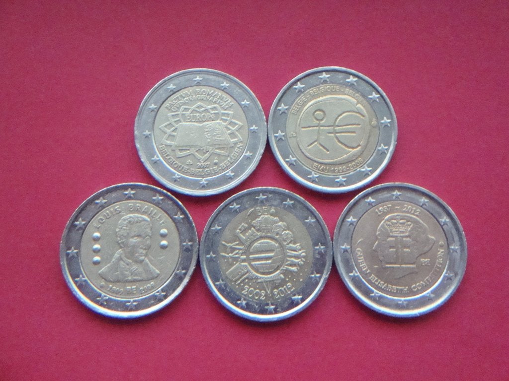 België setje speciale 2 Euromunten 2007/2012., Postzegels en Munten, Munten | België, Verzenden, Overig, Setje