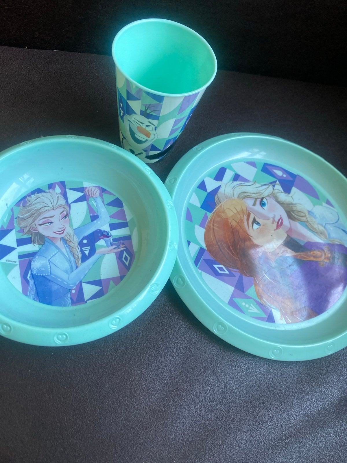 Frozen Elsa Anna Olaf servies set beker kom bord, Ophalen of Verzenden, Zo goed als nieuw