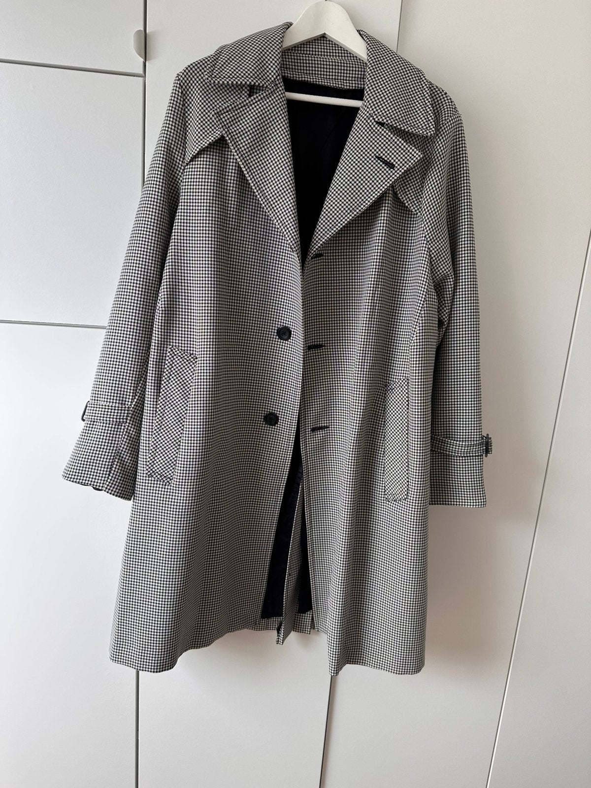 Vintage zwart-wit geblokte jas, Kleding | Dames, Jassen | Zomer, Ophalen of Verzenden, Zo goed als nieuw, Maat 46/48 (XL) of groter