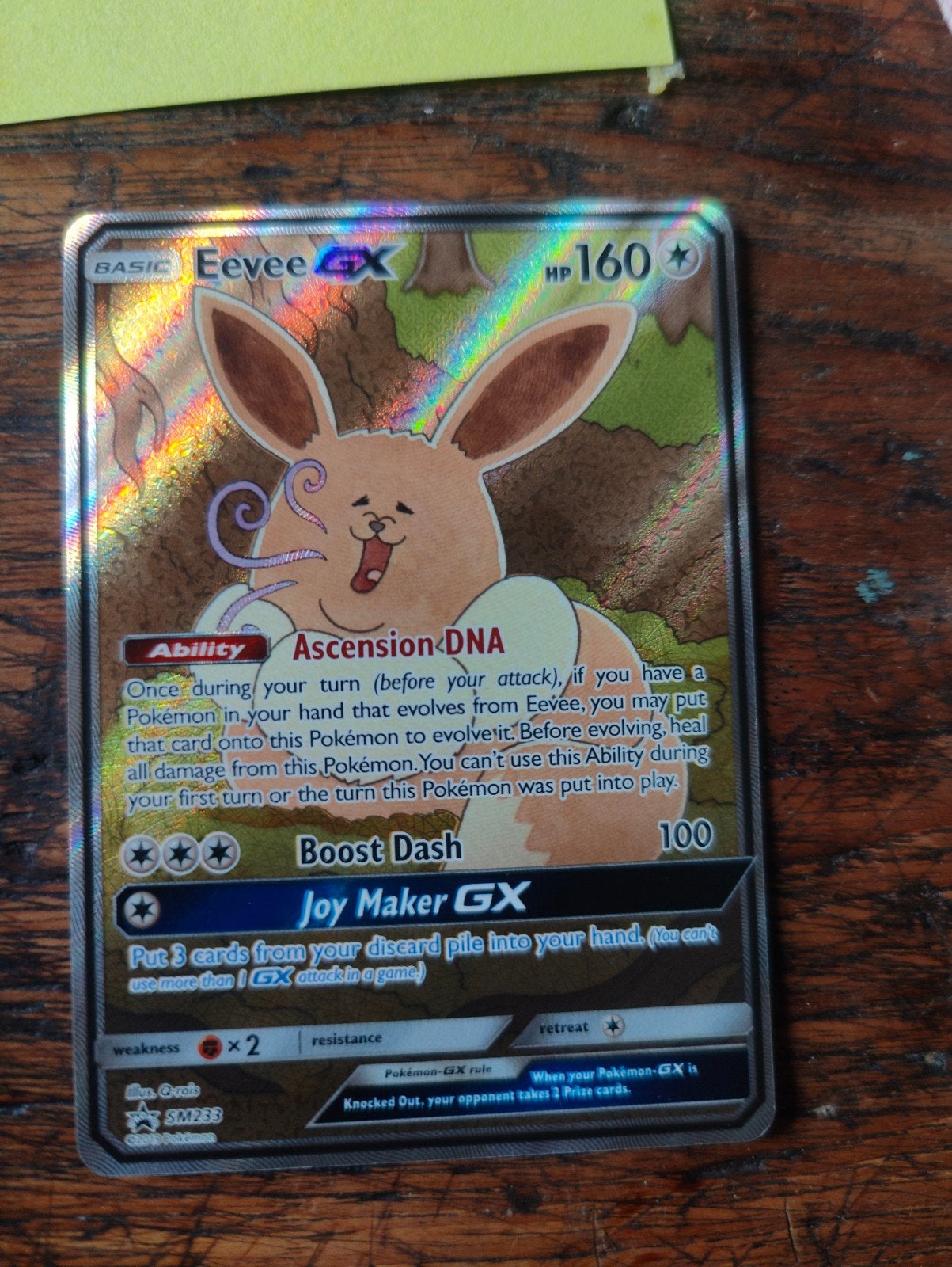 Pokémon Kaart Eevee GX SM233 Full Art Promo, Ophalen of Verzenden, Zo goed als nieuw, Losse kaart, Foil