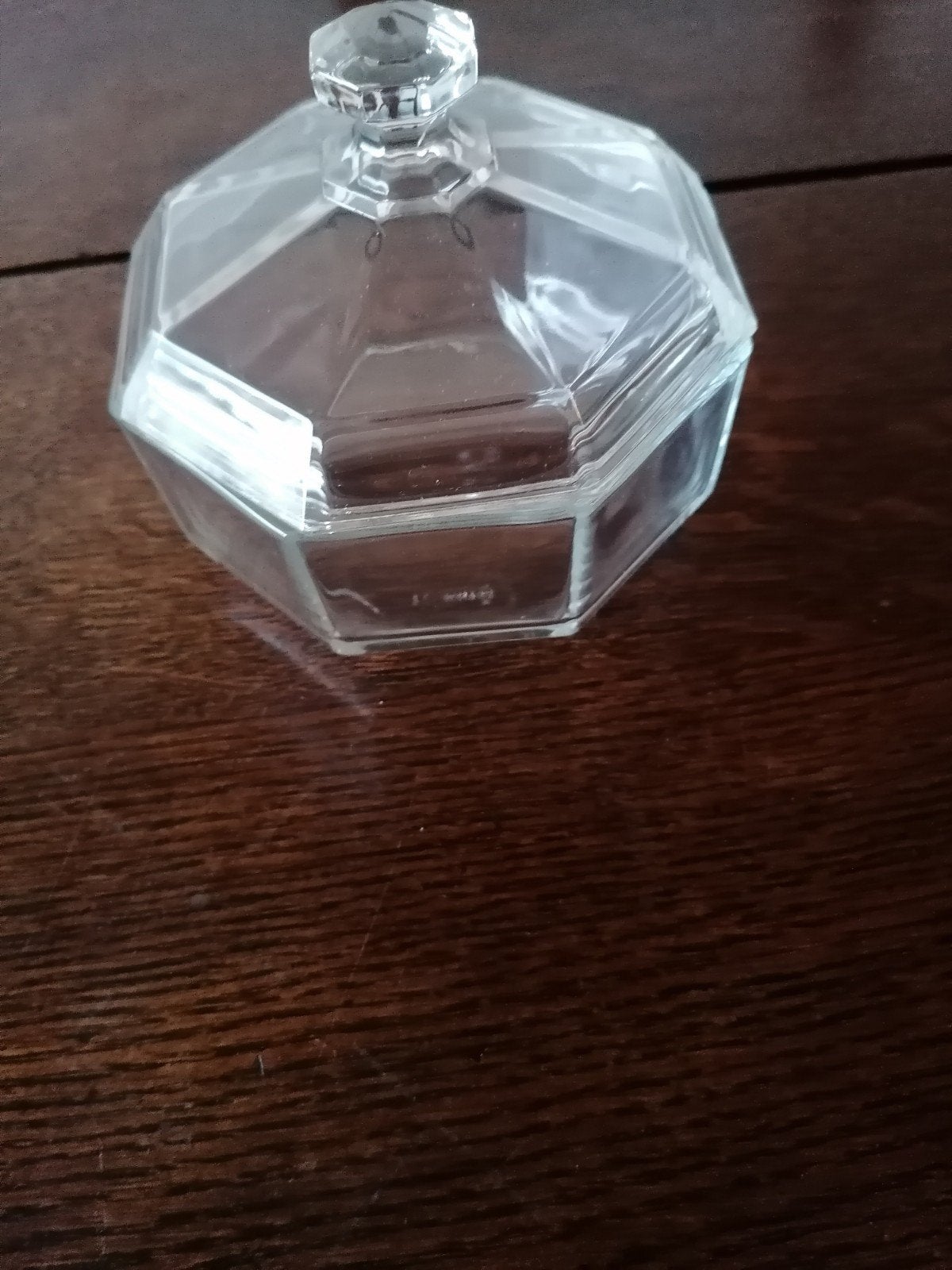 Vintage Glazen Bonbonnière - Achthoekig met Deksel, Ophalen of Verzenden, Zo goed als nieuw, Glas, Overige typen