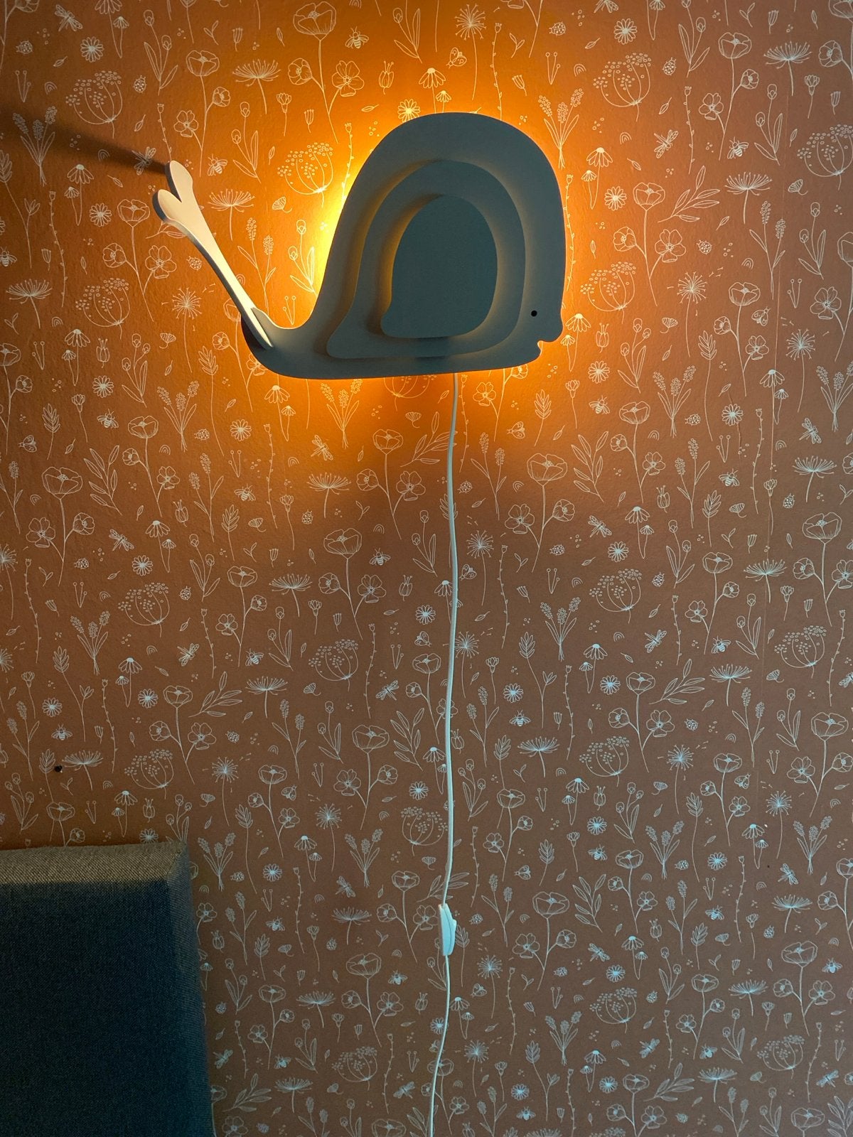 Leuke walvis wandlamp voor de kinderkamer, Ophalen, Met snoer/stekker, Grijs, Overige fittingen