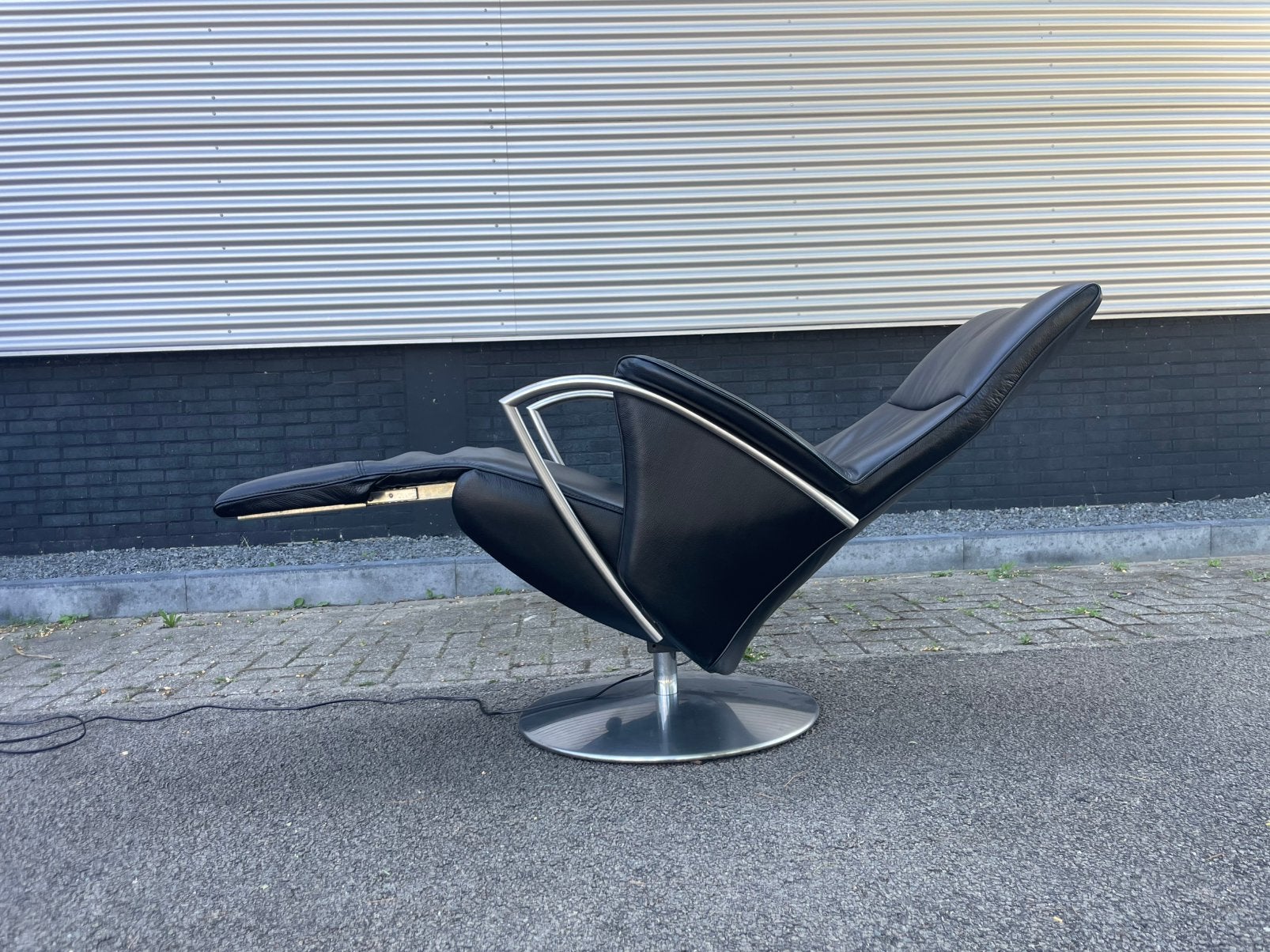 Zwarte leren de toekomst twice tw002 relax fauteuil, Ophalen, Minder dan 75 cm, 50 tot 75 cm, A