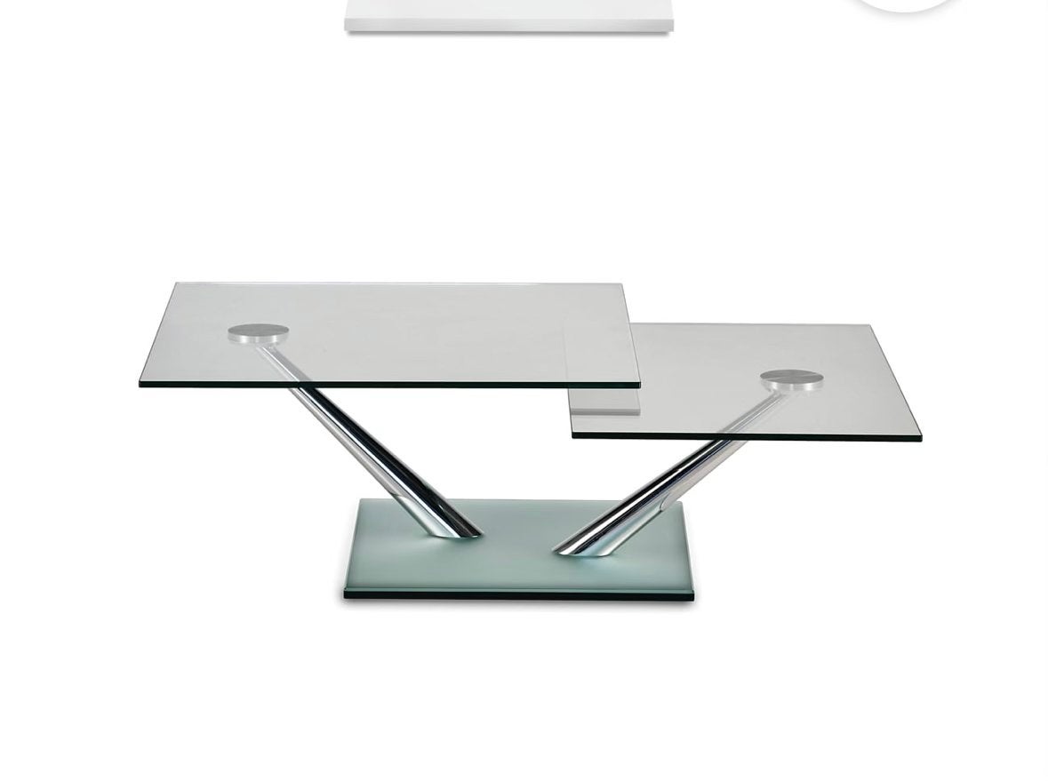Design Salontafel Glas/Metaal - Cassius Coffee Table, Gebruikt, 100 tot 150 cm, Ophalen of Verzenden, Glas