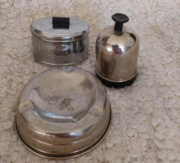 Vintage chromen rookset, Verzamelen, Ophalen of Verzenden, Zo goed als nieuw, Overige typen