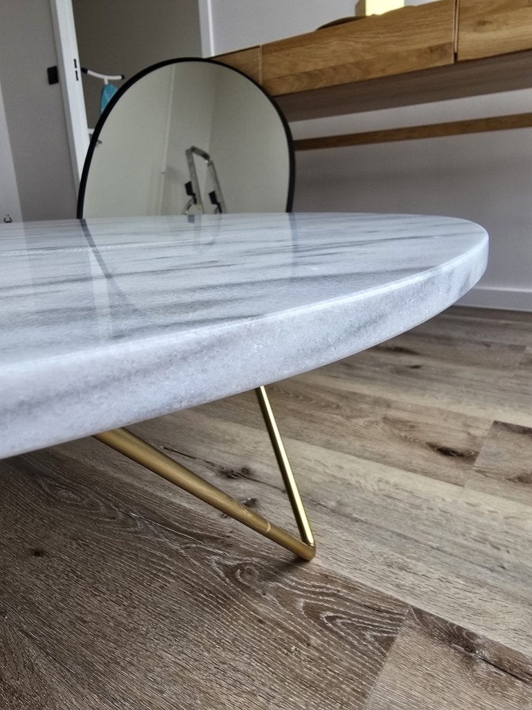 Foto 3 van Salontafel Richard Wit marmer / Goud – Furnified
