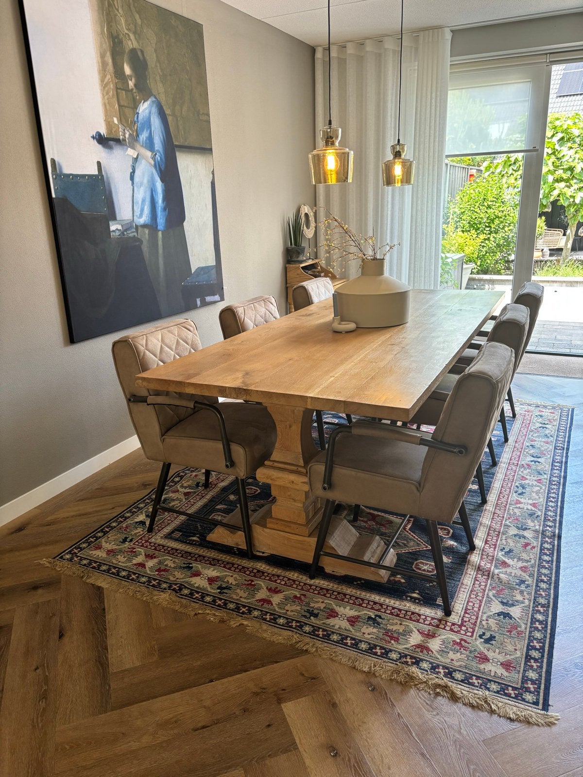 Kloostertafel eikenhout 240x105 cm, mat afgelakt, Ophalen, Gebruikt, 100 tot 150 cm, Eikenhout