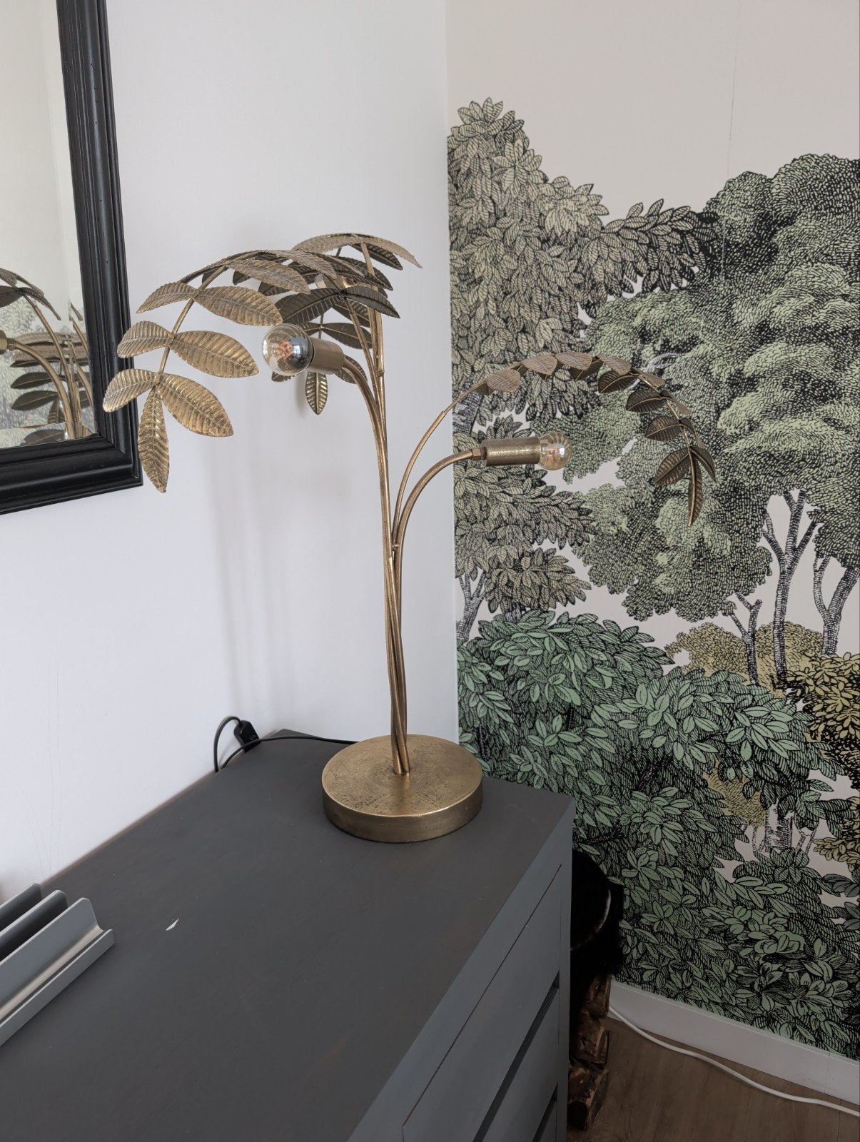 Goudkleurige Tropische Tafellamp - Palmboom Design, Ophalen, Goud, Overige stijlen, Zo goed als nieuw