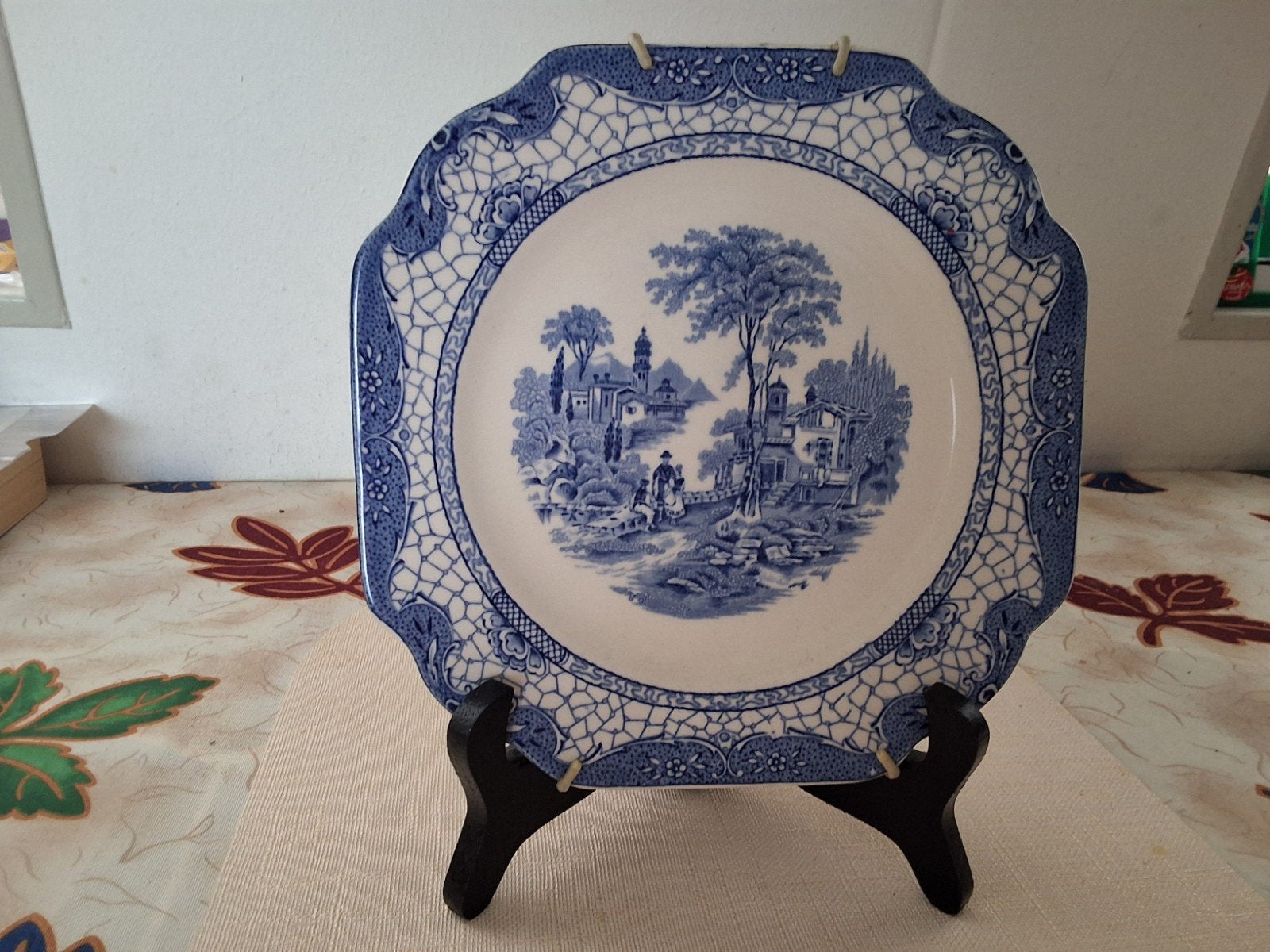 Vintage Adams England Landschap Bl. Wit IJzerzandsteen 20cm, Antiek en Kunst, Ophalen of Verzenden