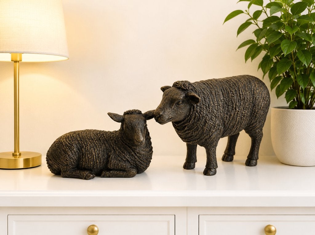 SCHAAP / 2 MODELLEN / BRONZEN BEELDEN, Ophalen of Verzenden, Boerderijdier, Beeldje of Figuurtje