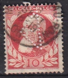 belgie 1905 Koning Leopold Perfins, Verzenden, Gestempeld, Koningshuis