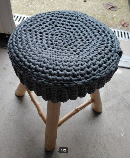 Krukje met gehaakte zitting, Ophalen of Verzenden, Zo goed als nieuw, Hout