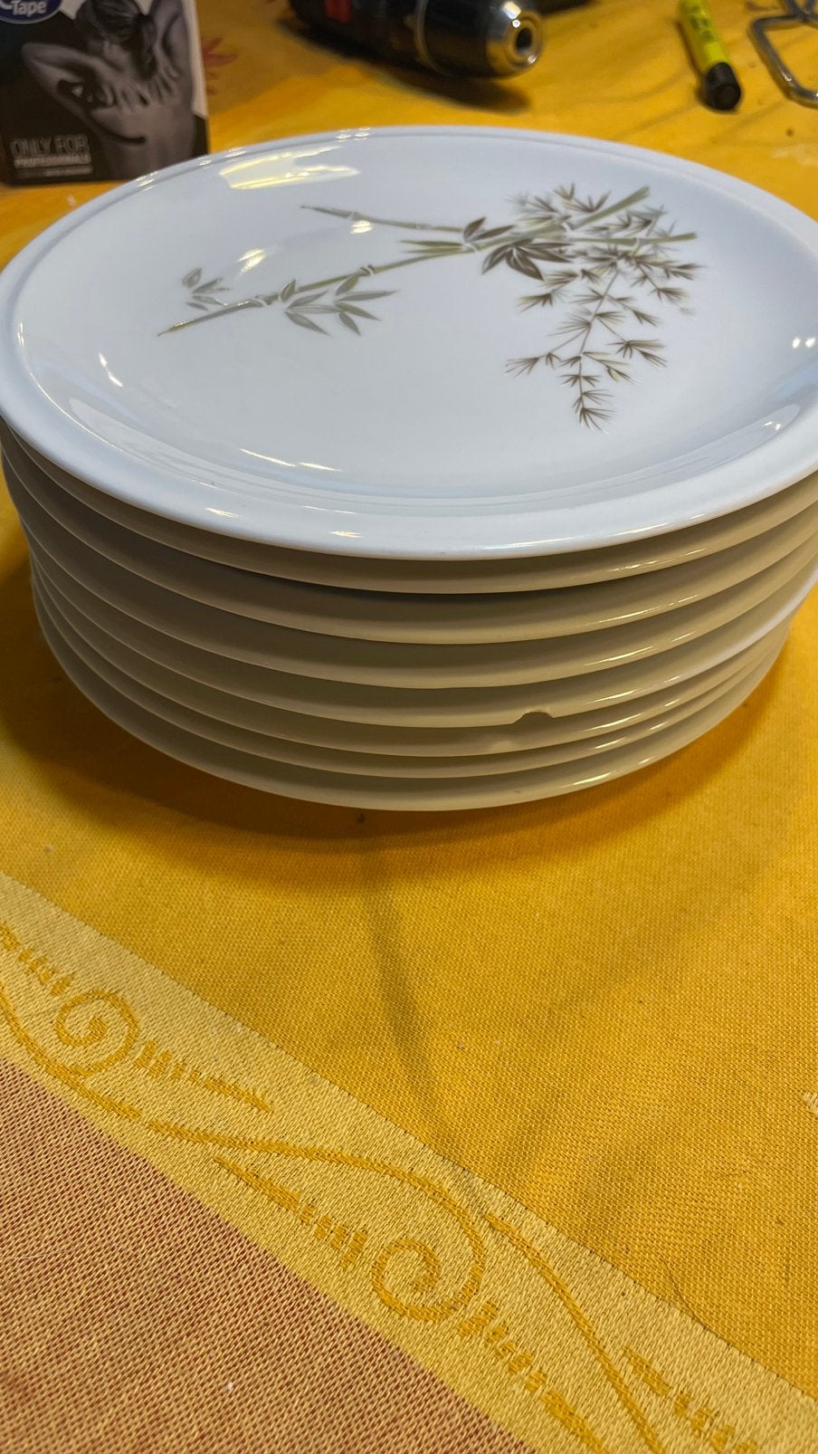 Winterling Rosiau 8 wit porselein schaaltjes + bamboe print, Ophalen of Verzenden