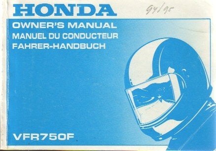 Honda VFR750 F owner manual (5010z) motor, Motoren, Ophalen of Verzenden, Honda
