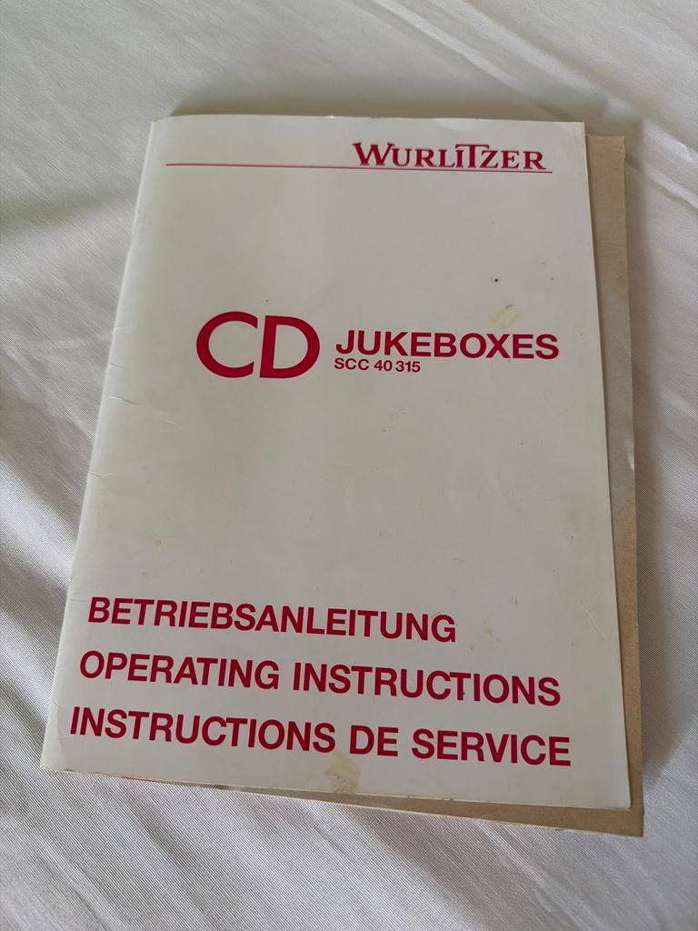 Wurlitzer SCC 40 315 CD Jukebox Handleiding, Ophalen of Verzenden, Gebruikt, 1970 tot heden, Wurlitzer