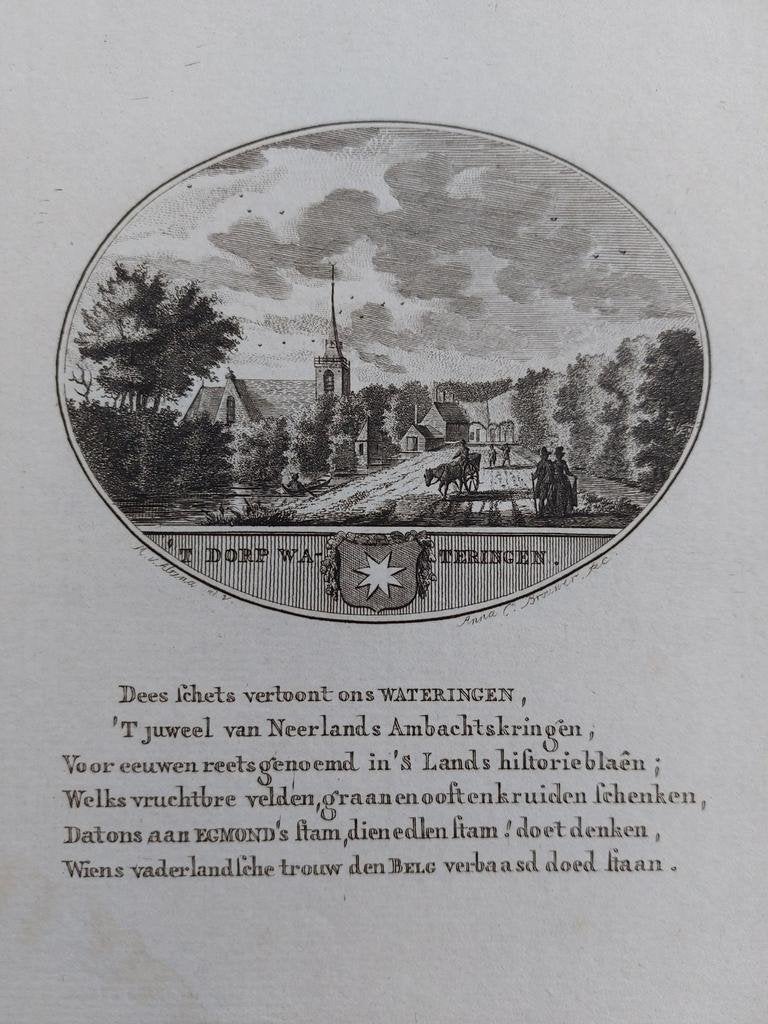 40 / Wateringen Westland Gravure 18e eeuw Ollefen en Bakker, Ophalen of Verzenden