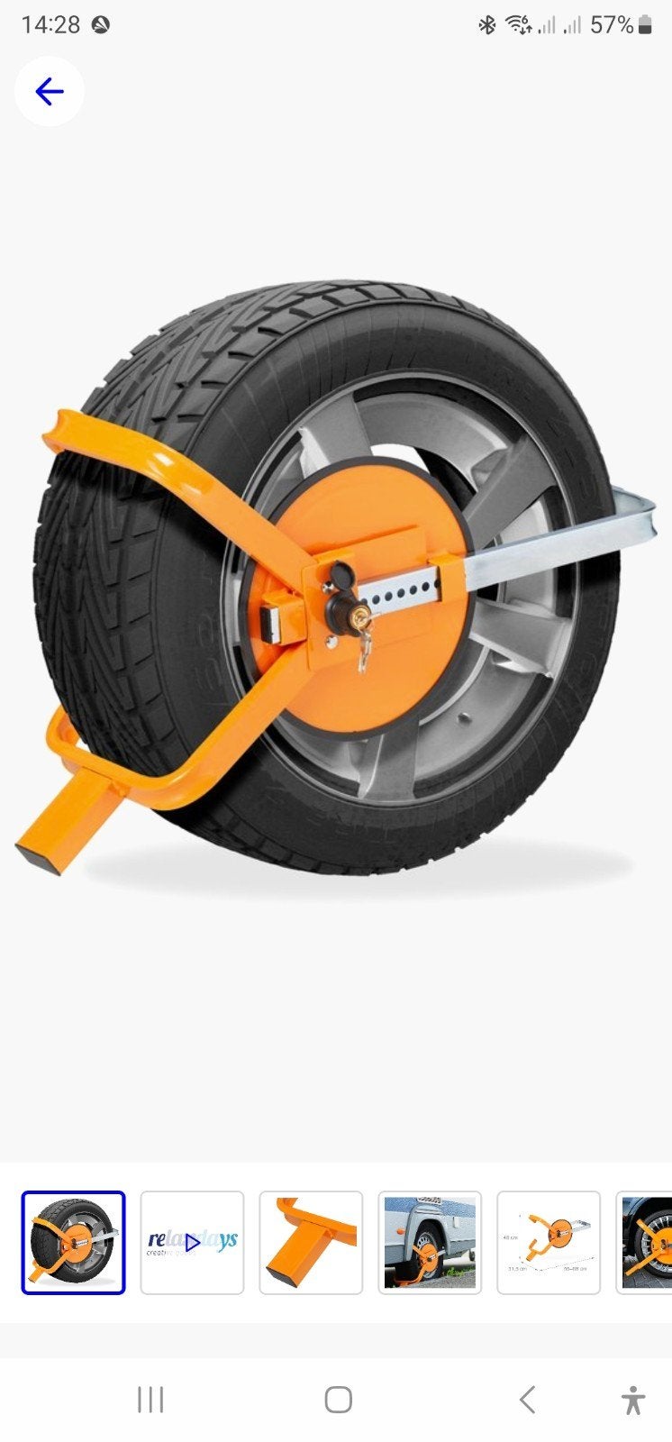 Wielklem / Parkeerklem - Oranje, Anti-diefstal, Auto diversen, Ophalen of Verzenden, Zo goed als nieuw