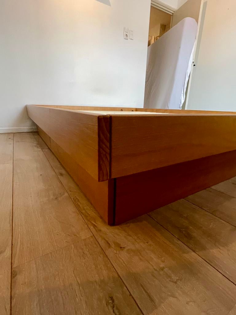 Design kingsize platform bedframe met lattenbodem 160*200cm, Ophalen, Wit, Tweepersoons, Zo goed als nieuw