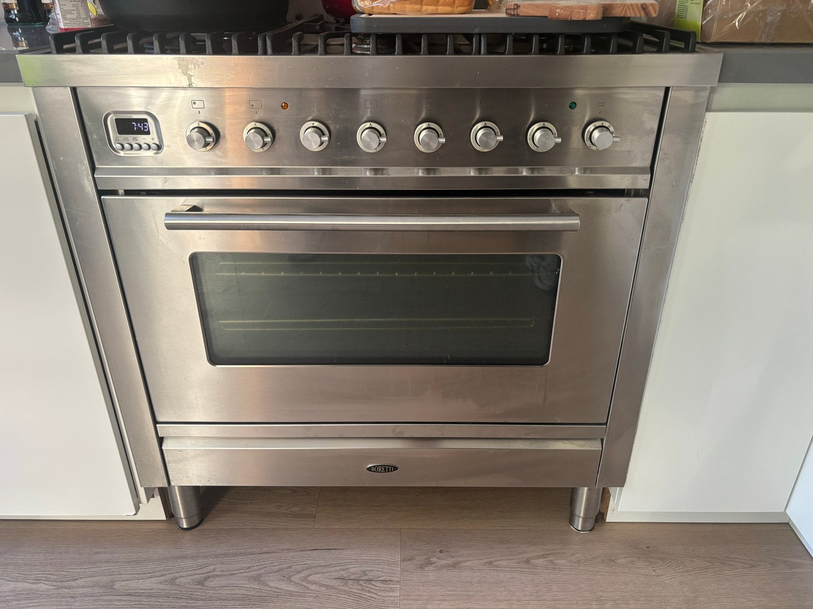 Boretti 6-pits gasfornuis met oven en wokbrander, Witgoed en Apparatuur, Fornuizen, Ophalen, Gebruikt, Hete lucht, Gas