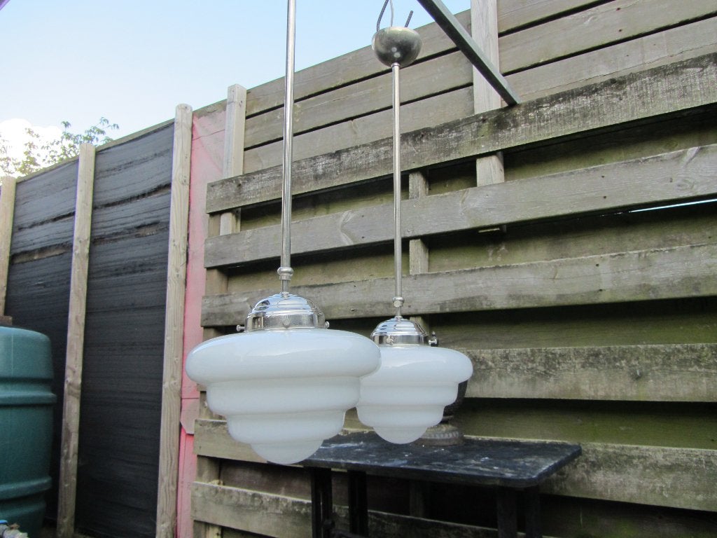 2 ZEER MOOIE IDENTIEKE GISPEN MICHELIN LAMPEN, Ophalen, Gebruikt, 25 cm, E27 (groot)