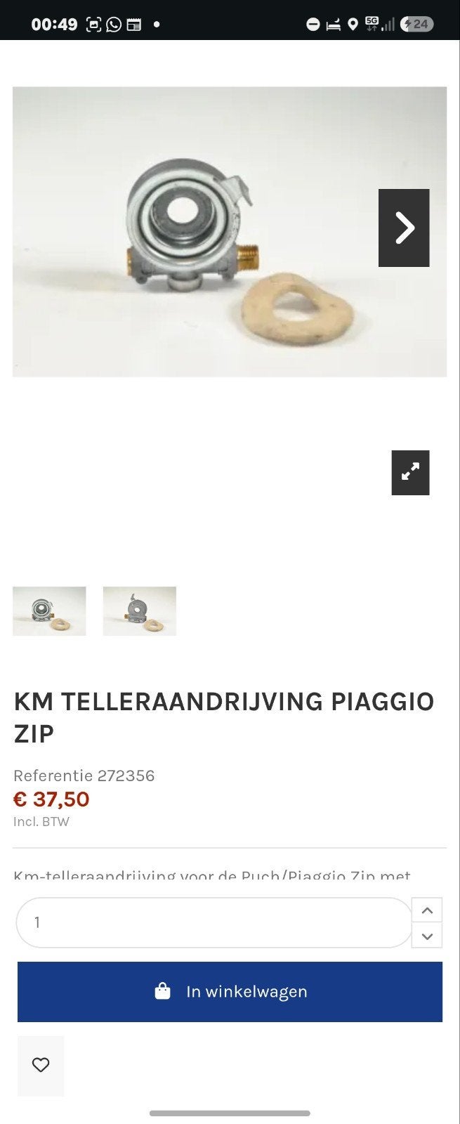 Piaggio Zip kilometertelleraandrijving (origineel), Ophalen of Verzenden