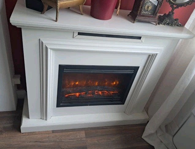 Elektrische openhaard met schouw en afstandsbediening, Ophalen, Zo goed als nieuw, Vrijstaande haard, Elektrische haard