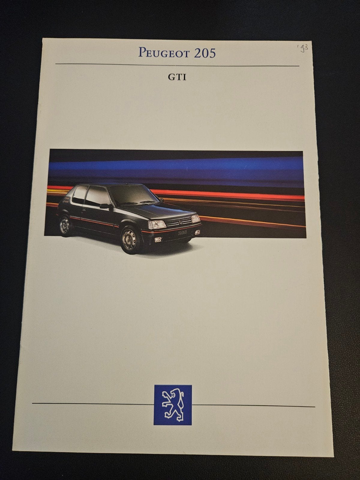 Brochure Peugeot 205 GTi 1993, Ophalen of Verzenden, Zo goed als nieuw, Peugeot