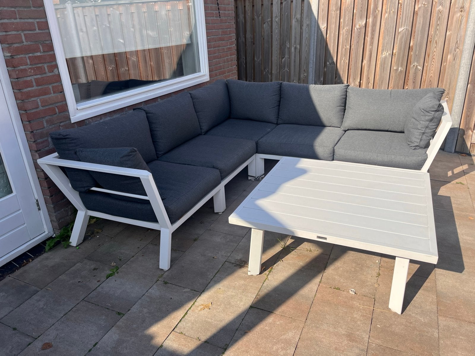 Loungebank met tafel - Garden Impressions (240x240 cm), Ophalen, 5 zitplaatsen, Gebruikt, Aluminium