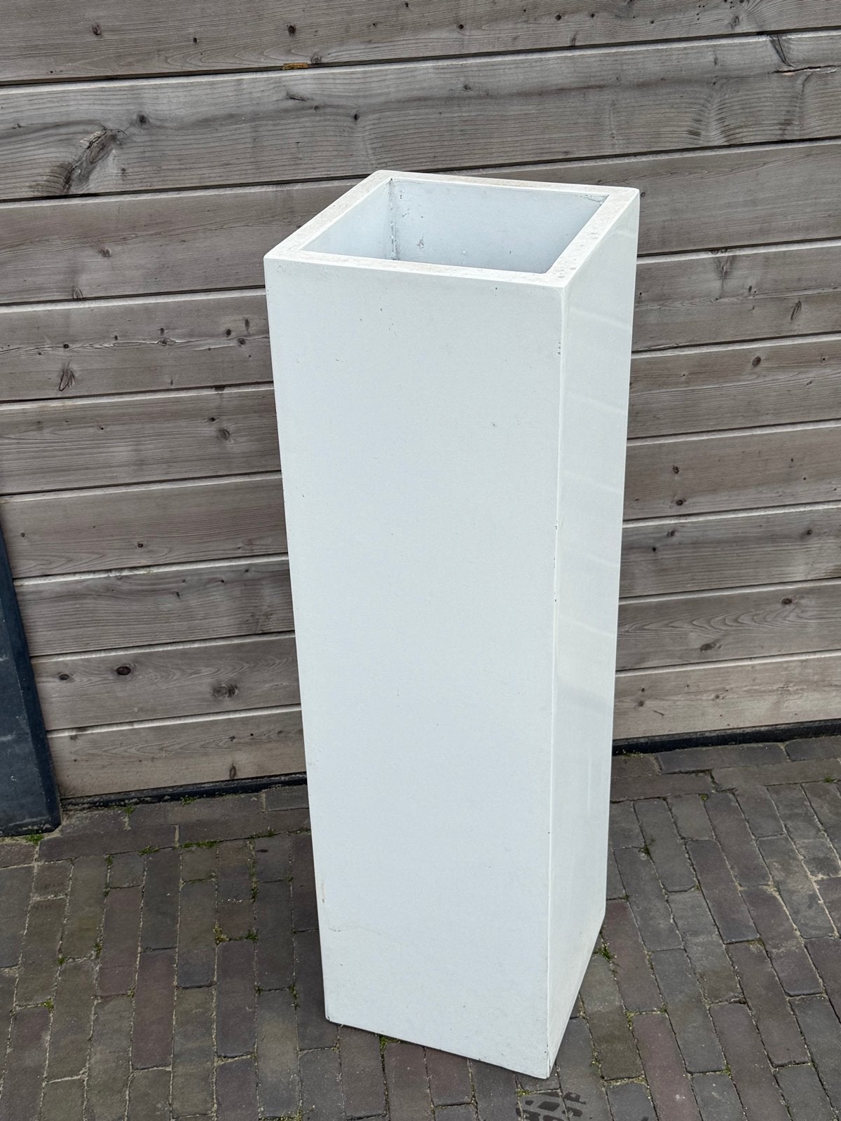 Witte vierkante bloempot /zuil, Ophalen, Gebruikt, Vierkant, Binnen