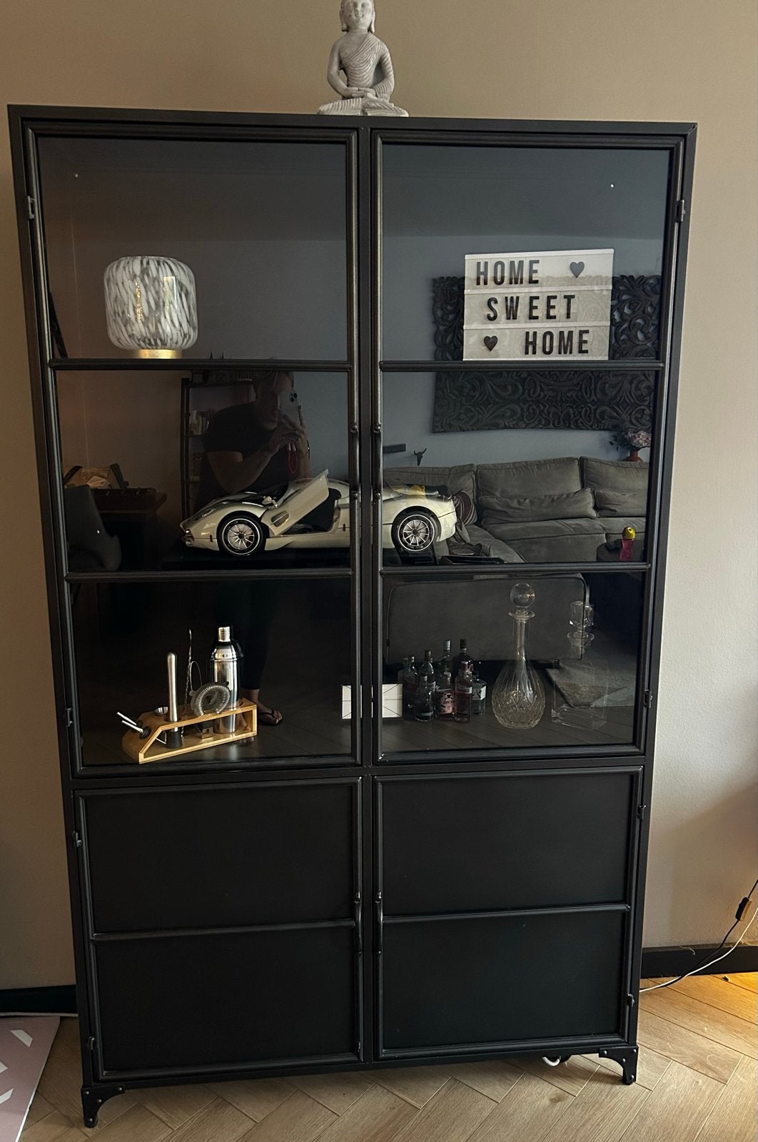 Industriële metale buffetkast zwart, Huis en Inrichting, Kasten | Buffetkasten, Ophalen, 100 tot 150 cm, 200 cm of meer, 25 tot 50 cm