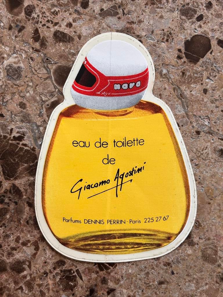 Exclusieve vintage sticker – Giacomo Agostini – NAVA helm, Motoren, Ophalen of Verzenden